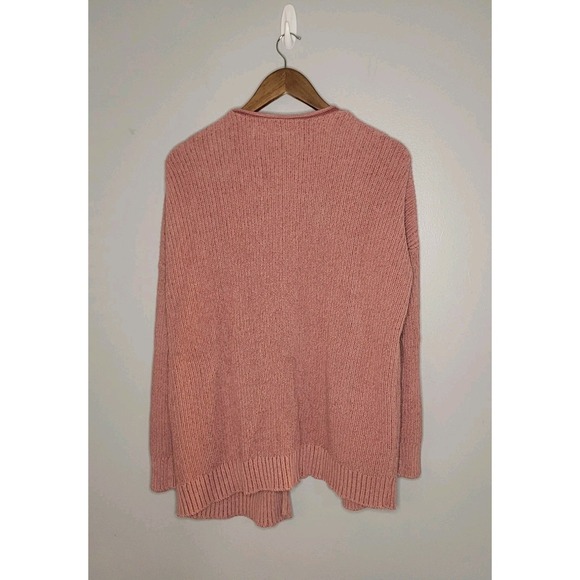 Pink Confetti Cardigan‎ Sweater Open Front Duster Oversized Pockets M Merium - Picture 8 of 13